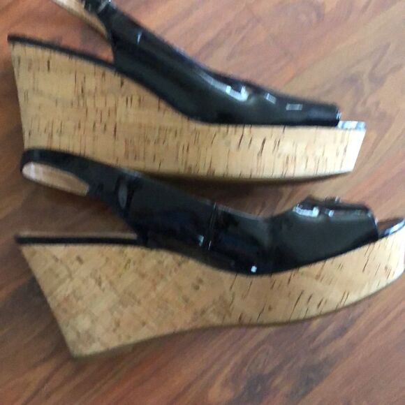 Coach patent leather and cork wedges size 9.5 black - Picture 9 of 15